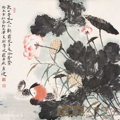 贾广健 2003年作 鸳鸯图 镜心 68×68cm